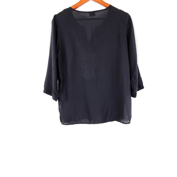 Basic Editions Black Boho Top Size Small - Picture 6 of 7